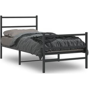 VidaXL-Bedframe-met-hoofd--en-voeteneinde Metaal-zwart-90x190-cm