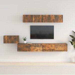 VidaXL 5-delige TV-meubelset - Bewerkt Hout - Gerookt Eikenkleurig