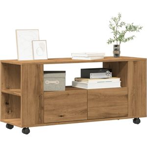 vidaXL Tv-meubel - Hout - Artisanaal Eiken - Met Wielen - 102 cm