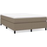 vidaXL Boxspring met matras stof taupe 140x200 cm