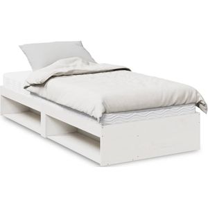 vidaXL Slaapbank met matras 100x200 cm massief grenenhout wit