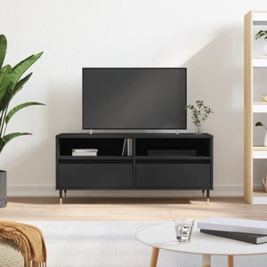VidaXL TV-meubel 100x34,5x44,5 cm - Bewerkt Hout Zwart