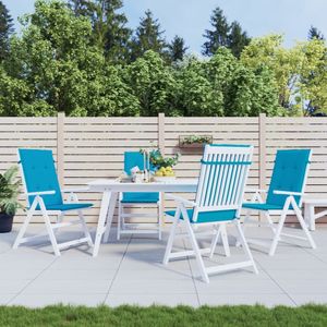 VidaXL Tuinstoelkussens 4 st. Hoge Rug 120x50x3 cm - Blauwe Stof