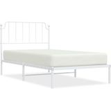 vidaXL Bedframe met hoofdbord metaal wit 100x190 cm