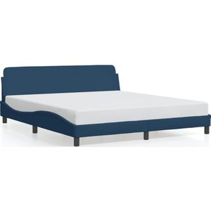 vidaXL Bedframe met hoofdbord stof blauw 180x200 cm