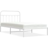 VidaXL Bedframe met Hoofdbord Metaal Wit 100x200 cm