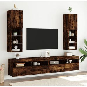 vidaXL Tv-meubels LED-verlichting 2 st 30,5x30x102 cm gerookt eiken