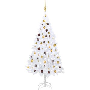 vidaXL Kunstkerstboom met verlichting en kerstballen 180 cm PVC wit