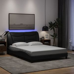 vidaXL Bedframe met LED-verlichting stof zwart 140x200 cm