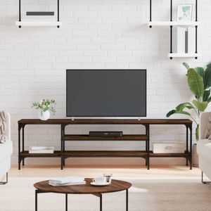VidaXL Tv-meubel 161x35x45 cm - Bewerkt Hout en IJzer - Bruineikenkleurig