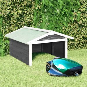 vidaXL - Overkapping - voor - grasmaaier - 72x87x50 - cm - vurenhout - grijs - en - wit