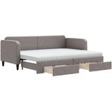 vidaXL Slaapbank met onderschuifbed en lades 80x200 cm stof taupe