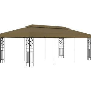 <p>Dit ruime tuinpaviljoen met sierlijke bloemendetails is een elegante toevoeging aan je buitenruimte. Het paviljoen beschermt je tegen zowel de zon als de regen, waardoor je optimaal kunt genieten van familieaangelegenheden, barbecues, picknicks en verjaardagsfeestjes.</p>
<p>De partytent heeft een stevig gepoedercoat stalen frame met mooie bloemendetails. Het dak is gemaakt van polyester met een PA-coating, waardoor het UV- en waterbestendig is. Hierdoor blijft de tent langdurig mooi en functioneel.</p>
<p>De overkapping is voorzien van verstevigde hoeken en klittenband, waardoor hij eenvoudig aan het frame kan worden bevestigd. Dit zorgt voor extra stabiliteit en stevigheid.</p>
<p>Houd er rekening mee dat dit product niet geschikt is voor gebruik in slechte weersomstandigheden, zoals sterke wind, zware regen, sneeuw of storm. Gebruik het paviljoen alleen onder geschikte weersomstandigheden.</p>
<ul>
  <li>Kleur: taupe en zwart</li>
  <li>Materiaal frame: gepoedercoat staal</li>
  <li>Materiaal dak: 100% polyester met PA-coating</li>
  <li>Afmetingen: 600 x 300 x 270 cm (L x B x H)</li>
  <li>Hoogte dakrand: 195 cm</li>
  <li>Stofgewicht: 180 g/m²</li>
  <li>UV- en waterbestendig</li>
  <li>Frame met sierlijke bloemendetails</li>
  <li>Luifel met klittenband</li>
  <li>Montage vereist</li>
</ul>