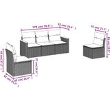 vidaXL 5-delige Loungeset met kussens poly rattan beige