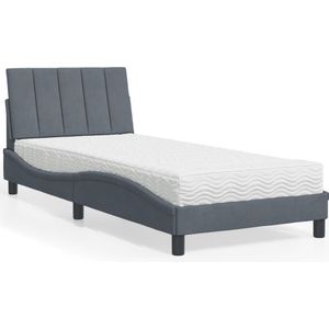 vidaXL Bed met matras fluweel donkergrijs 80x200 cm