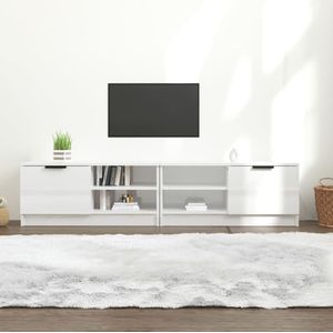 VidaXL TV-meubel 2 st 80x35x36,5 cm Bewerkt Hout Hoogglans Wit