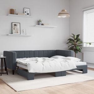 vidaXL Slaapbank met onderschuifbed 90x190 cm fluweel donkergrijs