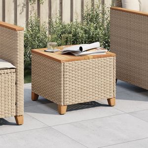 vidaXL Tuintafel 45x45x37 cm poly rattan en acaciahout beige