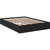 vidaXL Bedframe met lades bewerkt hout zwart 150x200 cm