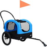 vidaXL Fietstrailer en hondenwagen 2-in-1 blauw en zwart