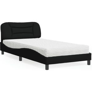 vidaXL Bed met matras stof zwart 100x200 cm