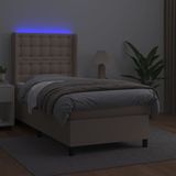 vidaXL Boxspring met matras en LED kunstleer cappuccinokleur 80x200 cm