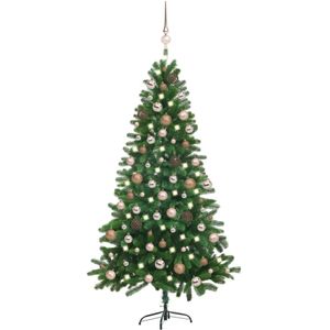 vidaXL Kunstkerstboom met verlichting en kerstballen 180 cm groen