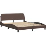 vidaXL Bed met matras kunstleer bruin 160x200 cm