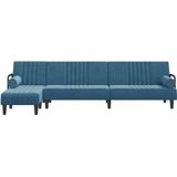 vidaXL Slaapbank L-vormig 260x140x70 cm fluweel blauw