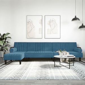 vidaXL Slaapbank L-vormig 260x140x70 cm fluweel blauw