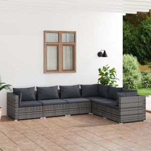 VidaXL 6-delige Loungeset met Kussens - Poly Rattan Grijs