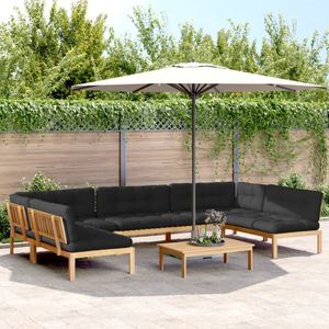 vidaXL 6-delige Loungeset pallet met kussens massief acaciahout