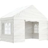 VidaXL Prieel met Dak 4,08x2,23x3,22 m Polyetheen Wit