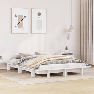 vidaXL Bedframe zonder matras massief grenenhout wit 120x200 cm