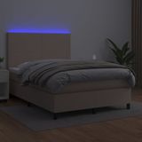 vidaXL Boxspring met matras en LED kunstleer cappuccinokleur 140x200cm