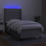 vidaXL Boxspring met matras en LED stof lichtgrijs 80x200 cm