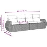 vidaXL 4-delige Loungeset met kussens poly rattan beige