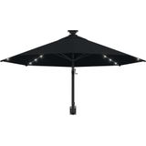 VidaXL Wandparasol met LED's - Metalen Paal 300 cm Zwart