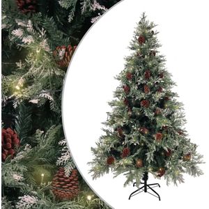 vidaXL Kerstboom met LED en dennenappels 120 cm PVC en PE groen en wit