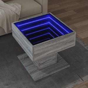 vidaXL - Salontafel - met - LEDx50x45 - cm - bewerkt - hout - grijs - sonoma - eiken
