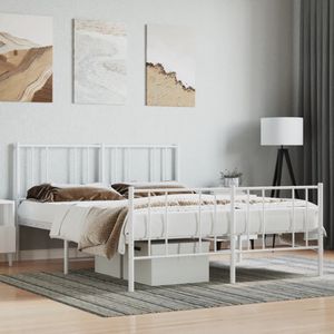 vidaXL Bedframe met hoofd- en voeteneinde metaal wit 120 x 190 cm