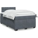 vidaXL Boxspring met matras fluweel donkergrijs 120x190 cm