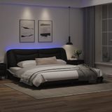 vidaXL Bedframe met LED-verlichting kunstleer zwart en wit 200x200 cm