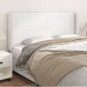 vidaXL Hoofdbord met randen 163x23x118/128 cm kunstleer wit