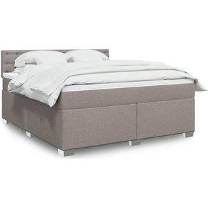 vidaXL Boxspring met matras stof taupe 180x200 cm