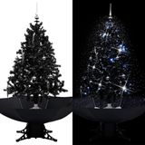 vidaXL Kerstboom sneeuwend met paraplubasis 140 cm PVC zwart