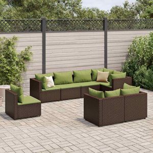 vidaXL 8-delige Loungeset met kussens poly rattan bruin