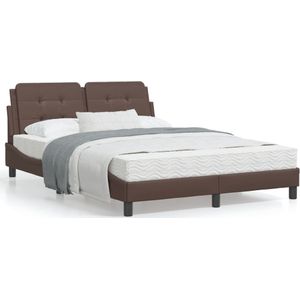 vidaXL Bed met matras kunstleer bruin 140x190 cm