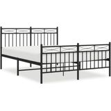 vidaXL Bedframe met hoofd- en voeteneinde metaal zwart 140x190 cm