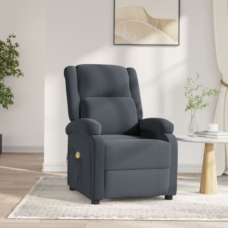 vidaXL Massagestoel elektrisch fluweel donkergrijs